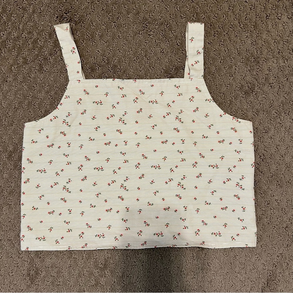 GB girls White and Red Floral Tank Top